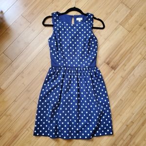 Maison Jules navy blue polka dot dress small
